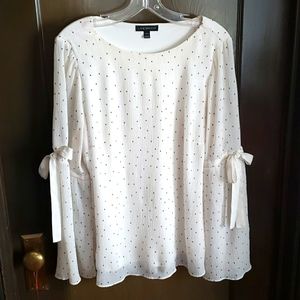 White flowy polka dot blouse